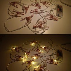 BUFFER® 2 Metre 10 Adet Led Işıklı Dekoratif Fotoğraf Askılığı Mandalları