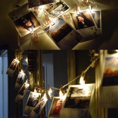 BUFFER® 2 Metre 10 Adet Led Işıklı Dekoratif Fotoğraf Askılığı Mandalları