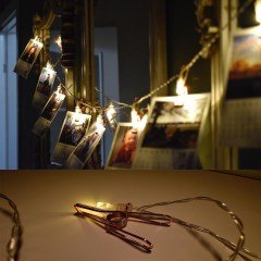 BUFFER® 2 Metre 10 Adet Led Işıklı Dekoratif Fotoğraf Askılığı Mandalları