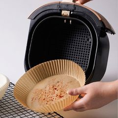 BUFFER® 200 Adet Air Fryer Pişirme Kağıdı Tek Kullanımlık Yağlı Kağı Yuvarlak Delikli ve Tabak Model