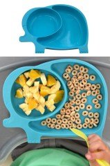 BUFFER® Bebek ve Çocuk için Sevimli Fil Model Desenli Yemek Bebek Mama Kabı Bölmeli Tabak