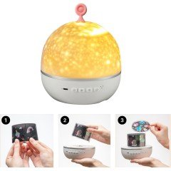 BUFFER® 6 Fonksiyonlu Renkli Döner USBli Gece Lambası Gökyüzü Projeksiyonlu Dekor Aydınlatma