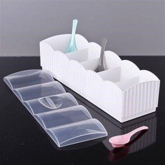 BUFFER® 5 Bölmeli Kaşıklı Şeffaf Kapaklı Dekoratif Plastik Baharatlık