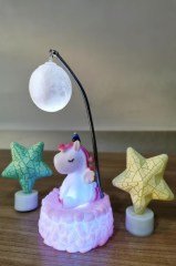 BUFFER® Işık Altında Renk Değiştiren Pembe Unicorn Dekoratif Gece Lambası