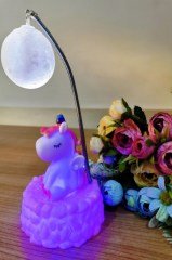 BUFFER® Işık Altında Renk Değiştiren Pembe Unicorn Dekoratif Gece Lambası
