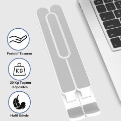 BUFFER® Ayarlanabilir Plastik Dizüstü Destek Tabanı Katlanabilir Taşınabilir Laptop Sehpası Yükseltici