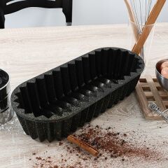 Yıldız Dilimli Baton Kek Kalıbı Granit Döküm 36 cm XXL Siyah
