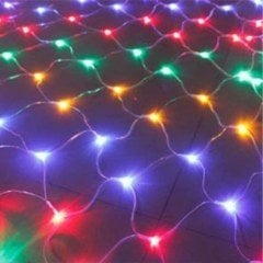 BUFFER® 1x2 Metre Dekoratif File Ağ Perde 192 LED 8 Animasyonlu Farklı Işık Modu RGB Fişli