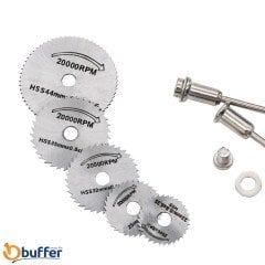 BUFFER® Metal 6 Parça Mini Matkap Ucu  Ahşap Kesme Yuvarlak Çelik Bıçak Disk Testere Seti Kiti