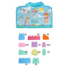 2915 Play Blox Pastel Blok Yapı Oyuncakları 56 Parça ,Saklama Çantalı ,1 Yaş ve Üzeri