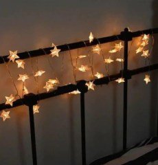 BUFFER® 10lu Rose Gold Yıldız Metal Yılbaşı Süs Dekoratif Pilli Led Işık Aydınlatma