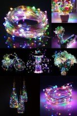BUFFER® Pilli Renkli Peri Led Işık Saçak 10 Metre Dekoratif Aydınlatma (RGB)