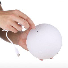 BUFFER® 3 Boyutlu Pilli Sarı Renk Dekoratif Ay Şeklinde Çocuk Lambası