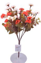 BUFFER® 7 Dallı 33 cm Dekoratif Papatya Yapay Sahte Çiçek Kırmızı Beyaz