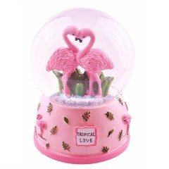 BUFFER® Flamingo Kurmalı Büyük Boy Kar Küresi Müzikli