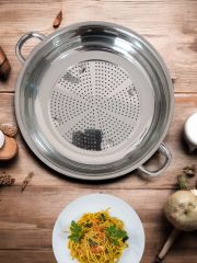 Paslanmaz Çelik Kulplu Süzgeç Makarna Süzgeci 3 Numara