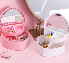 Kalp Tasarımlı Aynalı Takı Saklama Kutusu