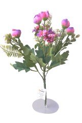 BUFFER® 5 Dallı 28 cm Aranjmanlı Dekoratif Gül ve Papatya Demeti Mor
