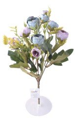 BUFFER® 6 Dallı 28 cm Şakayık Gül Yapay Çiçek Mavi Pembe-CK011MP