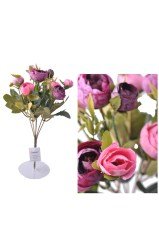 BUFFER® 6 Dallı 28 cm Şakayık Gül Yapay Çiçek Pembe Mor Dekoratif Çiçek