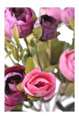 BUFFER® 6 Dallı 28 cm Şakayık Gül Yapay Çiçek Pembe Mor Dekoratif Çiçek