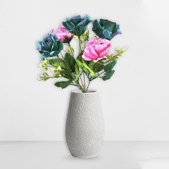 BUFFER® 5 Dallı 28 cm Gül Yapay Çiçek  Yeşil Lila-CK010YL