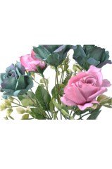 BUFFER® 5 Dallı 28 cm Gül Yapay Çiçek  Yeşil Lila-CK010YL