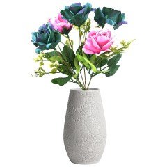 BUFFER® 5 Dallı 28 cm Gül Yapay Çiçek  Yeşil Lila-CK010YL