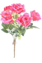 BUFFER® 5 Dallı 28 cm Gül Yapay Çiçek  Kırmızı-CK010KZ