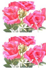 BUFFER® 5 Dallı 28 cm Gül Yapay Çiçek  Kırmızı-CK010KZ
