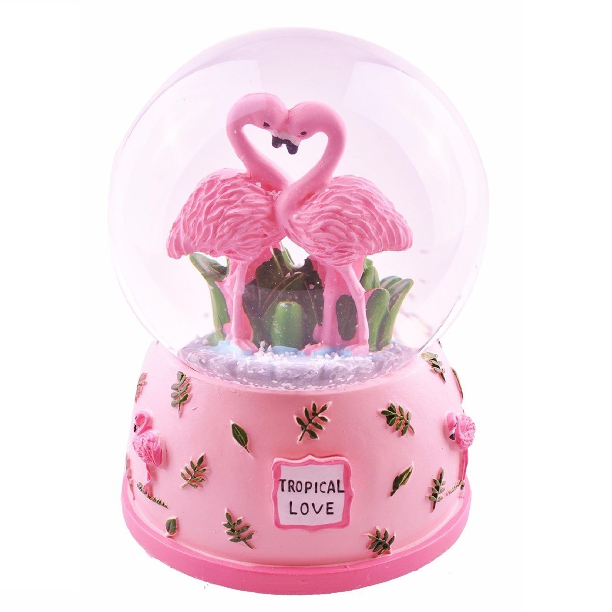 BUFFER® Pembe Flamingo Orta Boy Işıklı Müzikli Kar Küresi (B)