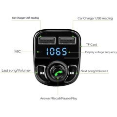 BUFFER® Car X8 Araç İçi Fm Transmitter Bluetooth Usb Mp3 Sd Kart Kiti