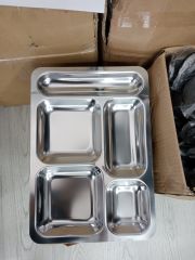 Biliz Metal Yemek Tepsisi 5 Gözlü Tabldot Paslanmaz