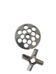 22 Numara 4 mm 2'li Kıyma Makinesi Ayna ve Bıçak Seti Çelik