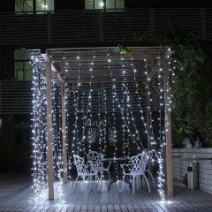 BUFFER® 8 Fonksiyonlu 2 Metre 200 Led 10 Saçak Beyaz Led Perde Aydınlatma