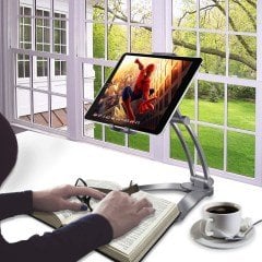 BUFFER® 360 Derece Dönebilen Mutfak Masaüstü Telefon Tablet Tutucu Ayarlanabilir Esnek Ayaklı Metal Gövdeli