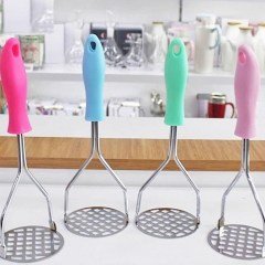 BUFFER® Renkli Plastik Saplı Paslanmaz Metal Patates Ezici Püre Yapıcı