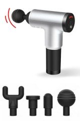 BUFFER® 4 Başlıklı 6 Seviye Hız Ayarlı Vurmalı Kas Yoğurmalı Titreşimli Masaj Tabancası Aleti