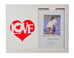 BUFFER® Decotown Kalpli Love Yazılı Romantik Ahşap Fotoğraf Çerçevesi