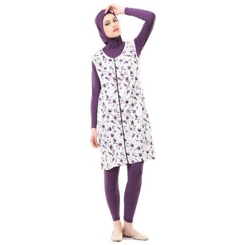 Emayo Tam Kapalı Tesettür Mayo Alaçatı 5003 Mor XXL