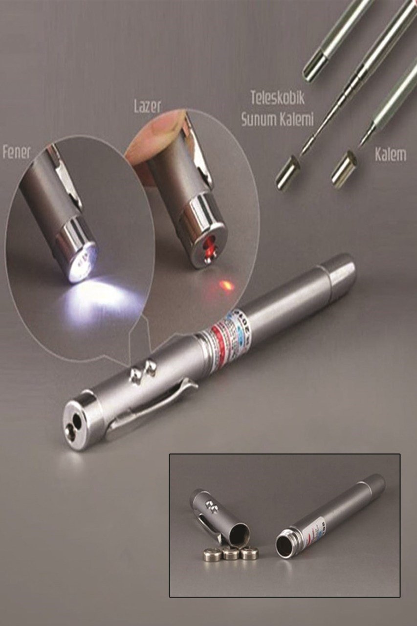 BUFFER® Pratik Uzayabilen Lazer Işıklı Antenli Sunum Yapma Kalemi Çubuğu