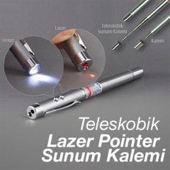 BUFFER® Pratik Uzayabilen Lazer Işıklı Antenli Sunum Yapma Kalemi Çubuğu