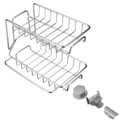 BUFFER® Paslanmaz Çelik İki Katlı Mutfak ve Banyo Organizer Musluk Sabunluk Şampuanlık Rafı