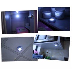 BUFFER® Kablosuz Spot Pilli Dokunmatik Led Lamba 3 Ledli Dolap Lambası