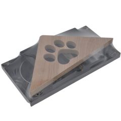 BUFFER® Ahşap Paslanmaz Çelik Kedi Köpek Toz Hazneli 2li Demonte Stand Metal Mama ve Su Kabı Kutusu