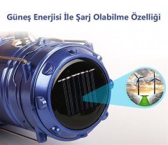 BUFFER® Güneş Enerjili Şarj Edilebilir Usb Girişli Kızaklı Kamp Feneri