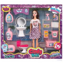 CİNDY DOLL LAVABO TEMİZLK SETLİ BEBEK
