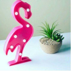 BUFFER® Flamingo Ledli Pilli Dekoratif Masa Duvar ve Gece Aydınlatma Lambası