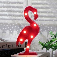 BUFFER® Flamingo Ledli Pilli Dekoratif Masa Duvar ve Gece Aydınlatma Lambası