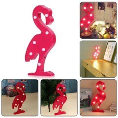 BUFFER® Flamingo Ledli Pilli Dekoratif Masa Duvar ve Gece Aydınlatma Lambası